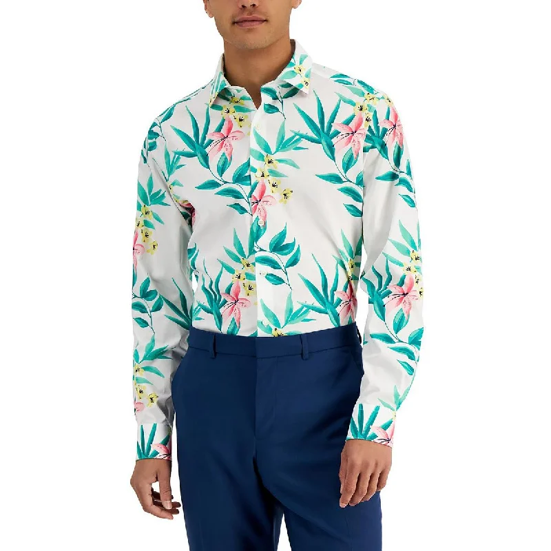 Limited Time Bar III Mens Tropical Organic Cotton Slim Fit Button-Down Shirt
