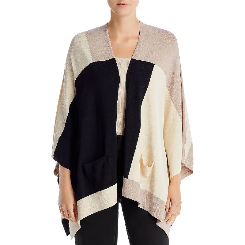 Savings Event &BASICS Womens Intarsia Knit Open Front Poncho Sweater
