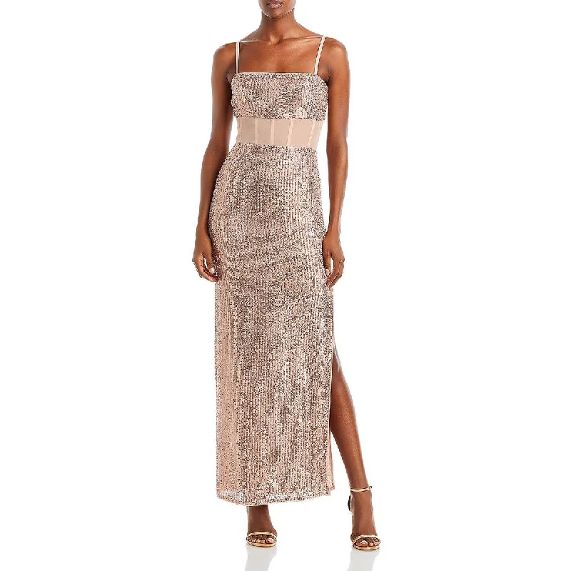Inventory Reduction BCBGMAXAZRIA Womens Sequined Long Evening Dress