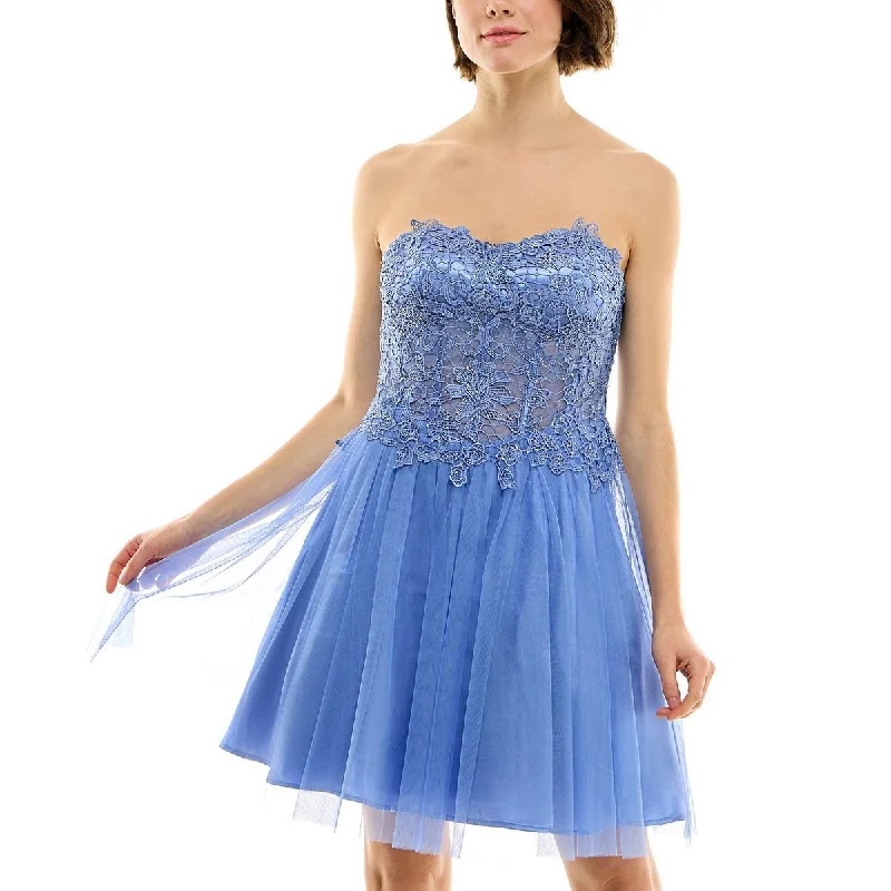 Discount Mania BCX Womens Juniors Lace Mini Fit & Flare Dress