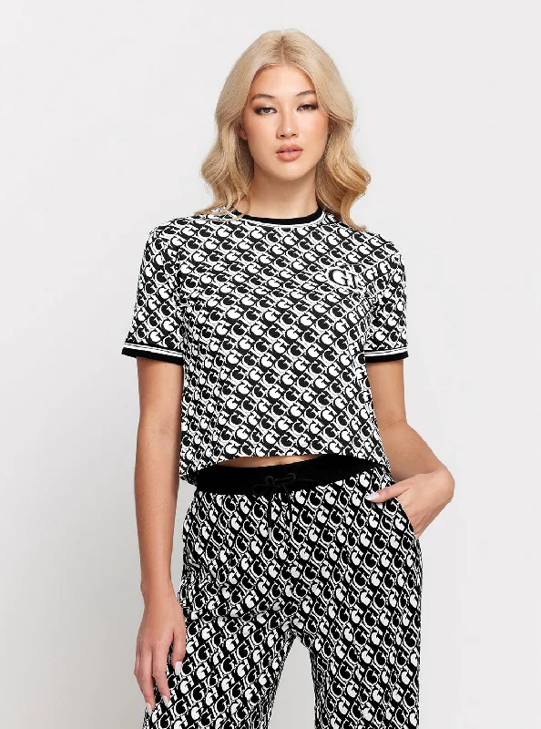 Fantastic Deals Black White Logomania Cropped T-Shirt