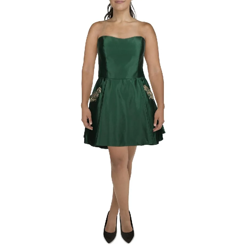 Time-Limited Offer Blondie Nites Womens Juniors Satin Mini Fit & Flare Dress