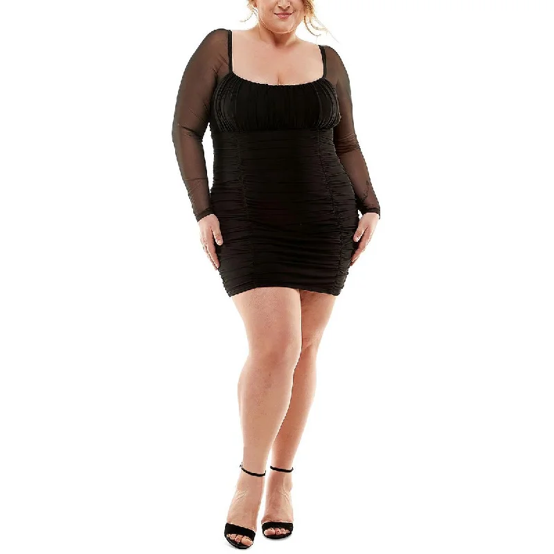 Year-End Sale City Studios Womens Plus Emma Lace-Up Back Mini Bodycon Dress