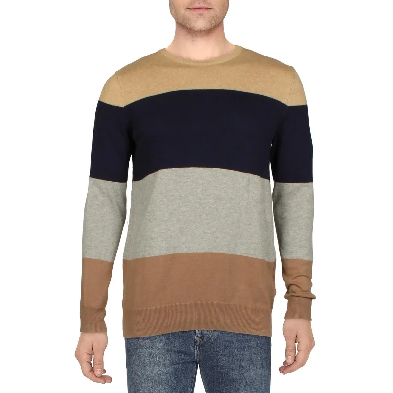Take Advantage Club Room Mens Thierry Cotton Colorblock Crewneck Sweater