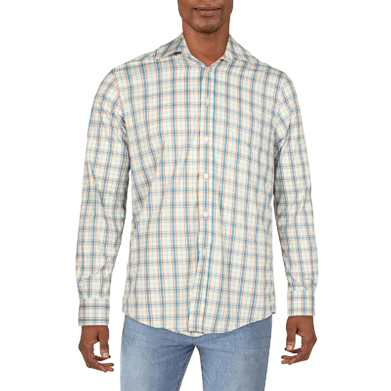 Super Bargain Club Room Mens Woven Collared Button-Down Shirt