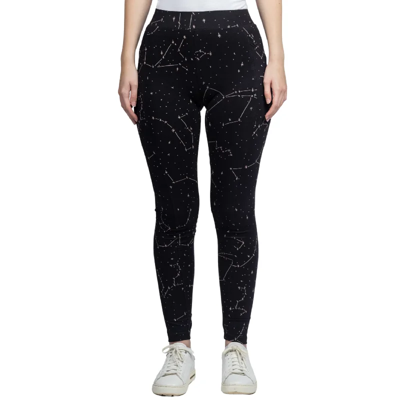 Lowest Prices Constellations Glow-in-the-Dark Adults Cotton Leggings with Pockets
