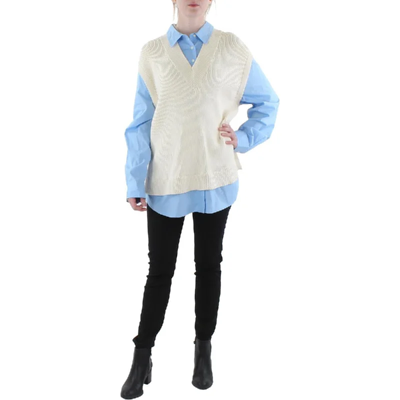 Fantastic Offers Derek Lam 10 Crosby Womens Paige Collared Knit Pullover Sweater