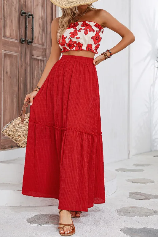Buy Now Floral Tube Top and Maxi Skirt Set