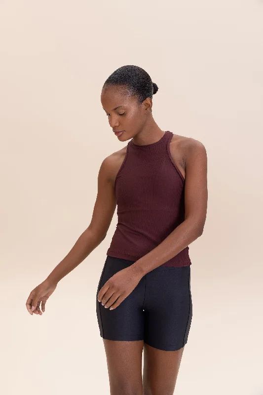 Closeout Sale Halter Ribbed Knit Tank Top