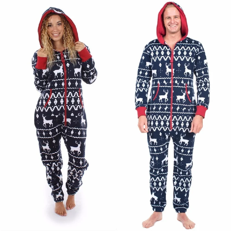 Super Deal His/Her Christmas Hooded Onesies Jumpsuit