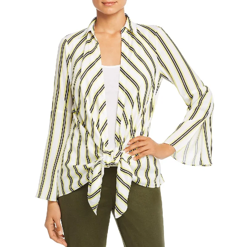 Friends and Family Sale Kenneth Cole New York Womens Striped Tie Front Blouse