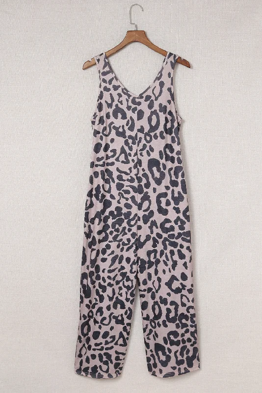 Price Drop Alert Leopard Sleeveless Wide Leg Jumpsuit