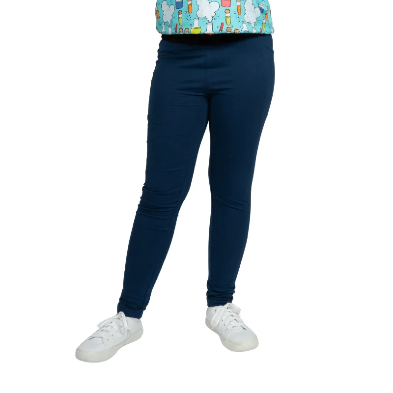 Year-End Clearance Navy Blue Kids Leggings with Pockets