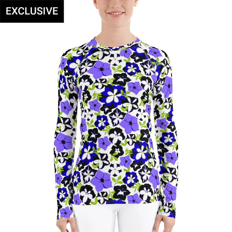 Overstock Petunias Rash Guard Top (POD)