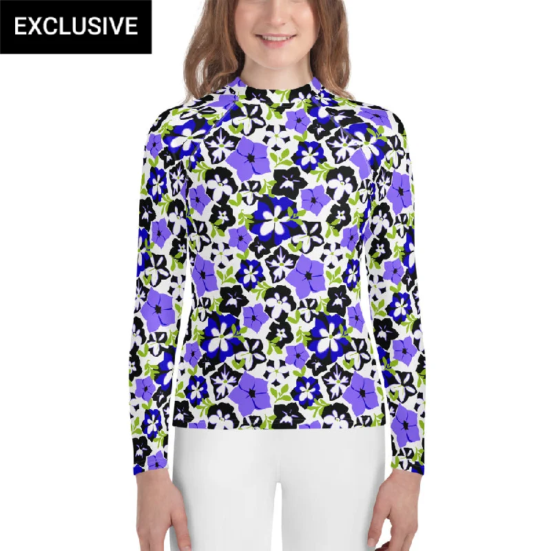 Quick Sale Petunias Youth Rash Guard (POD)