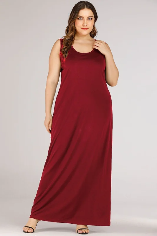 Online Only Plus Size Scoop Neck Maxi Tank Dress