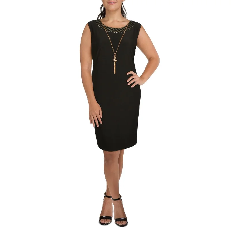 Today’s Deal R&M Richards Womens Plus Jersey Metallic Sheath Dress