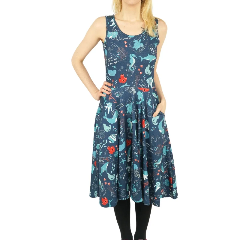 Price Cut Save the Ocean Sleeveless Twirl Dress [FINAL SALE]