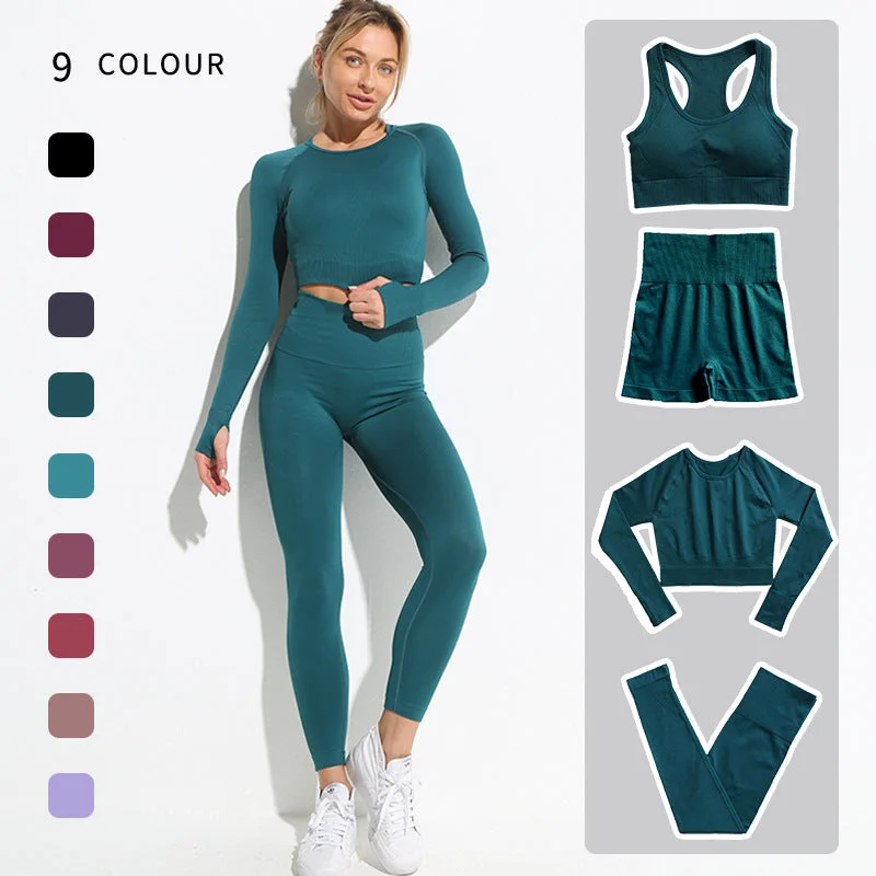 Best Bargains Seamless Yoga Suit Sports Knitted Four-piece Yoga Suit