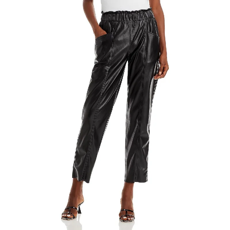 Super Deal Sundays Womens Harper Faux Leather Mid Rise Ankle Pants