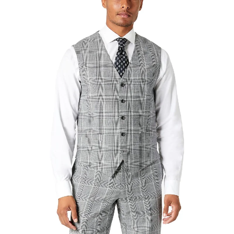 Midnight Sale Tallia Mens Plaid Slim Suit Vest