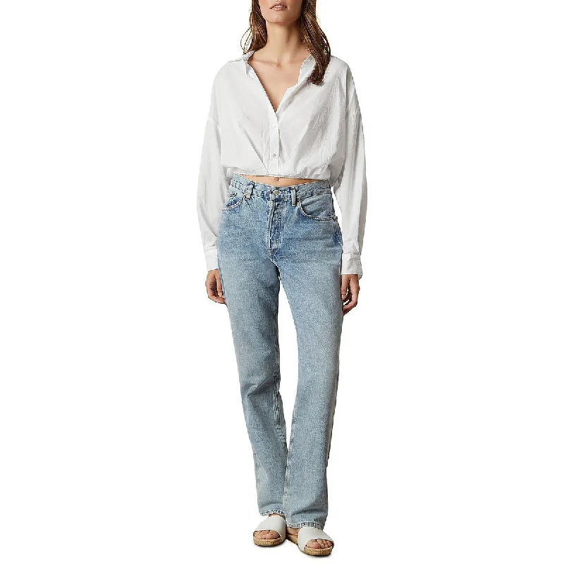 Discount Deals Velvet Womens Collared Banded Bottom Blouse