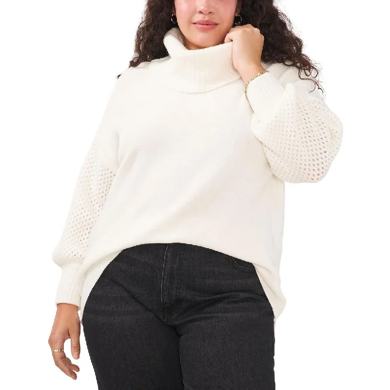 Take Advantage Vince Camuto Womens Plus Knit Blouson Turtleneck Sweater