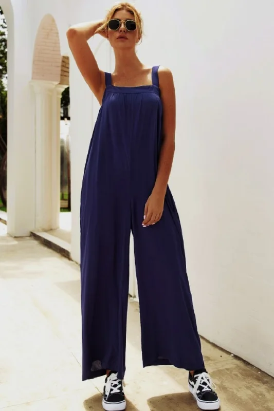 Closeout Wide Strap Wide Leg Jumpsuit