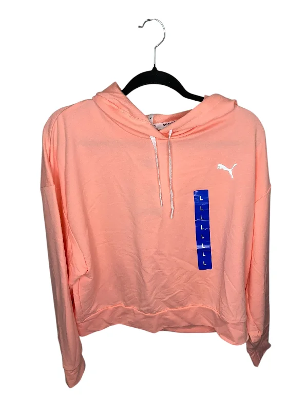 Great Deals Athletic Sweatshirt Hoodie By Puma In Coral, Size: L