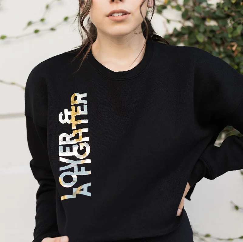 Seasonal Sale Lover and a Fighter - Crop Sweatshirt