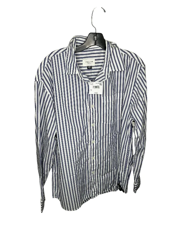 Early Bird Discount Top Long Sleeve By American Eagle In Blue & White, Size: M