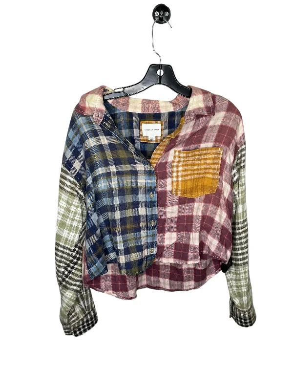 Mega Sale Top Long Sleeve By American Eagle In Plaid Pattern, Size: M