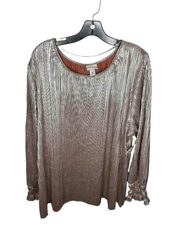 Clearance Sale Top Long Sleeve By Ava & Viv In Bronze, Size: 3x