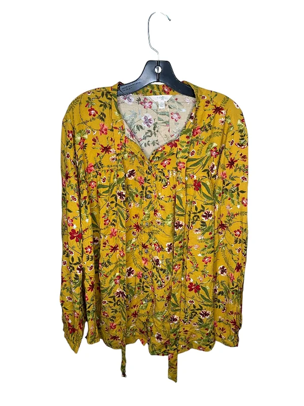 Today Only Top Long Sleeve By Terra & Sky In Floral Print, Size: 2x