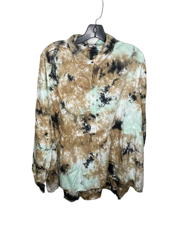 Special Offer Top Long Sleeve By True Craft In Tie Dye Print, Size: 3x