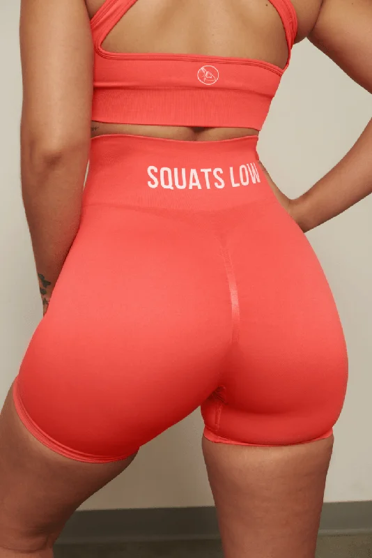 Quick Sale Squats Low Lifting Scrunch Shorts - Coral