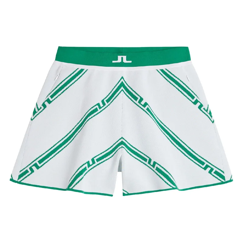Get It Before It’s Gone Womens Flare Knitted Shorts Green Bias Stripe - SS23